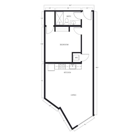 1 Bed | 1 Bath | 640-704 SQ FT - A2.6-WY