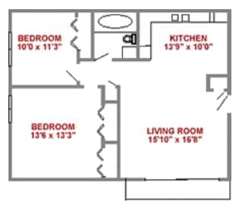 Phase II- Floor Plan A - Phase II, Floorplan A, 2 Bedroom, 1 Bath