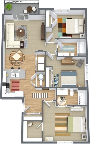 Floor Plan - 3 Bedroom 2 Bathroom