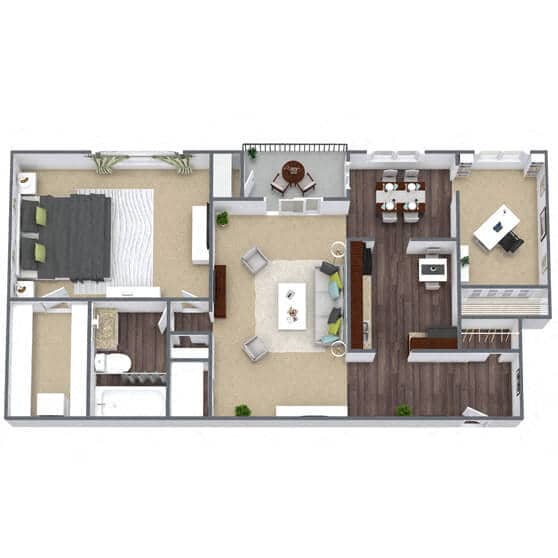 Floor Plan - 1 Bed - 1 Bath (Renovated)