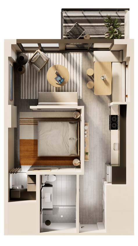 Floor Plan - Ocean Beach 1 Bedroom