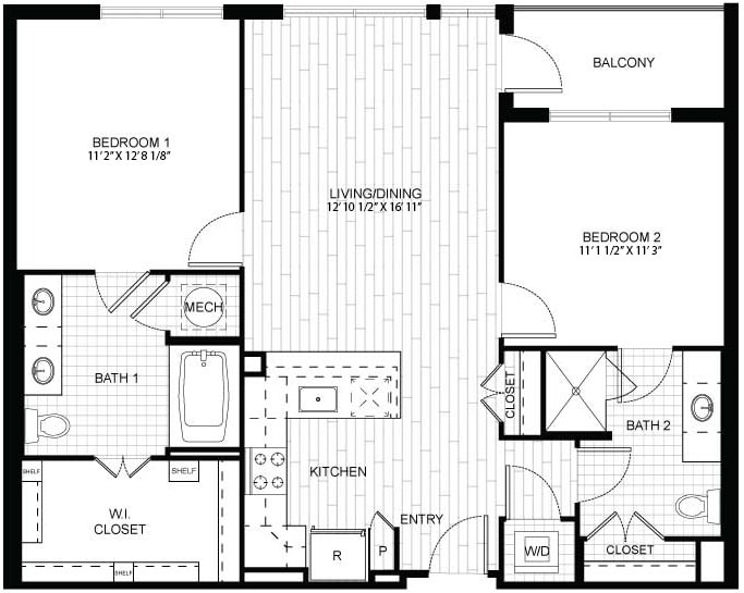 Floor Plan - 2 Bed/2 Bath-F.C01.9