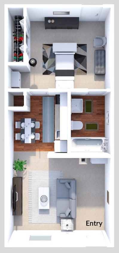 Floor Plan - Phase III - 1 Bed 1 Bath