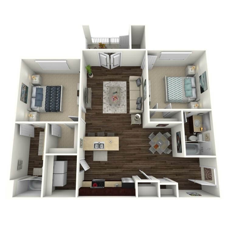 Floor Plan - 2x2 A 983 Sq. Ft. (Bellhaven)