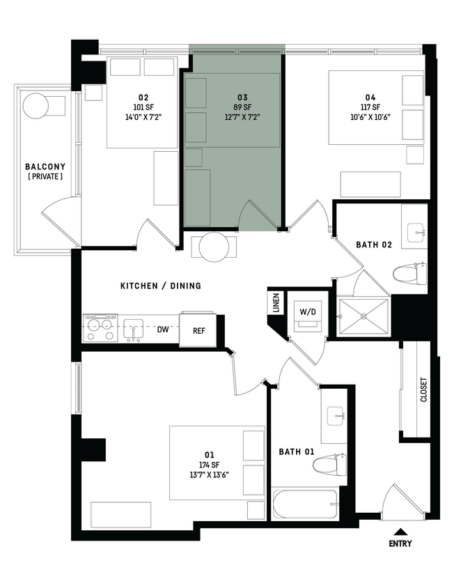Floor Plan - Co-Living D13-Bedroom 3