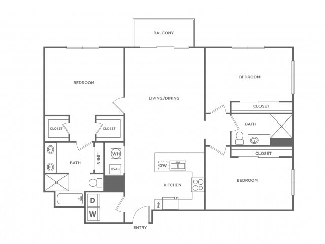 Three Bedroom Two Bath (1421 SF) - Three Bedroom Two Bath (1421 SF)