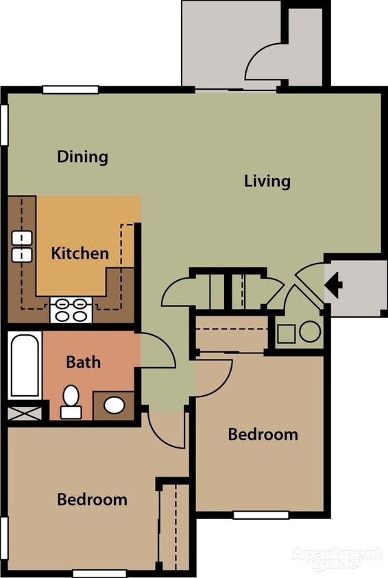 2BR/1BA - A - 2X1 848 DOWN