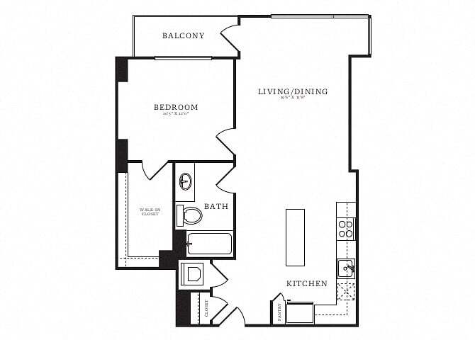 Floor Plan - 1 Bed/1 Bath-B7