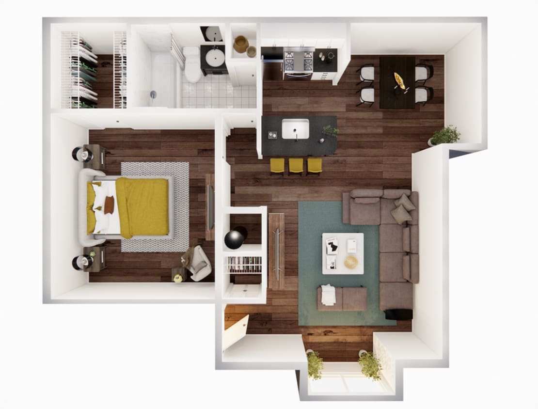 1 Bed, 1 Bath - A1R - 1 Bed, 1 Bath