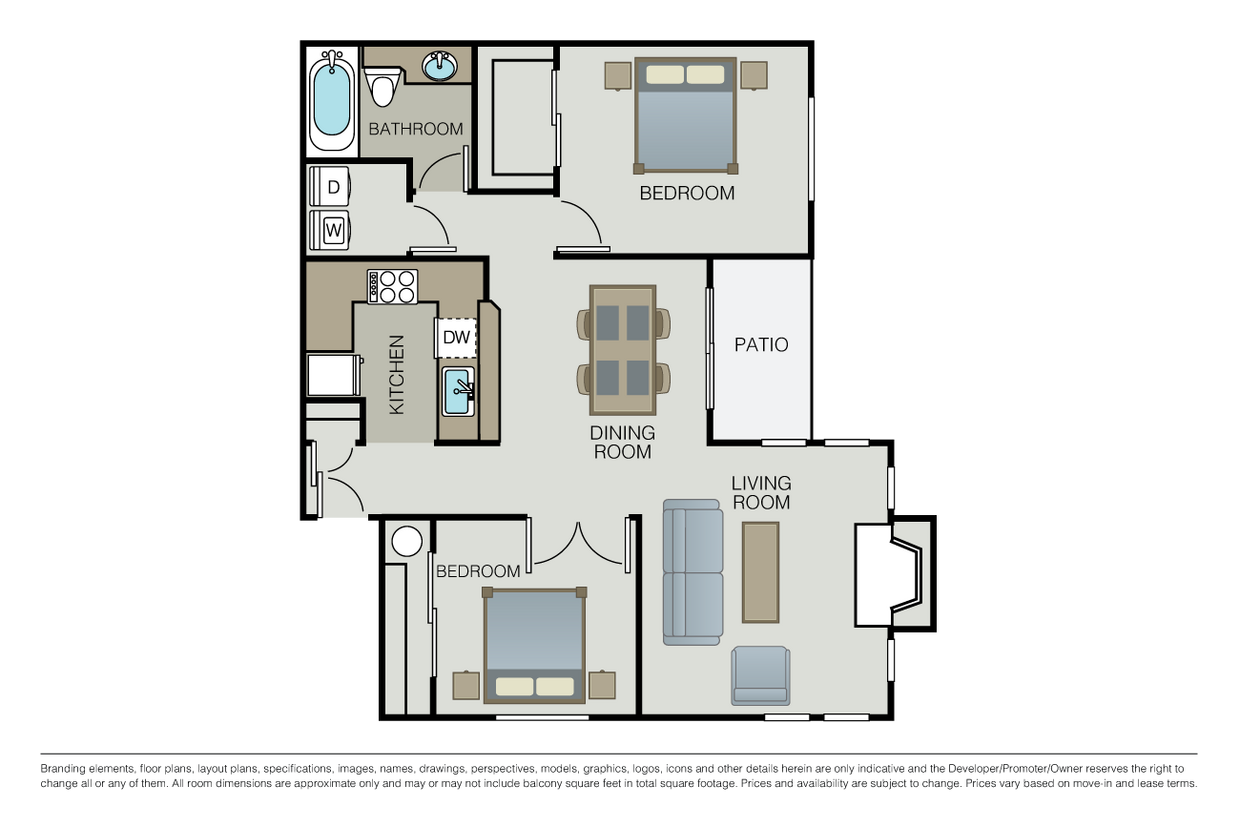 Floor Plan - 2 Bed 1 Bath