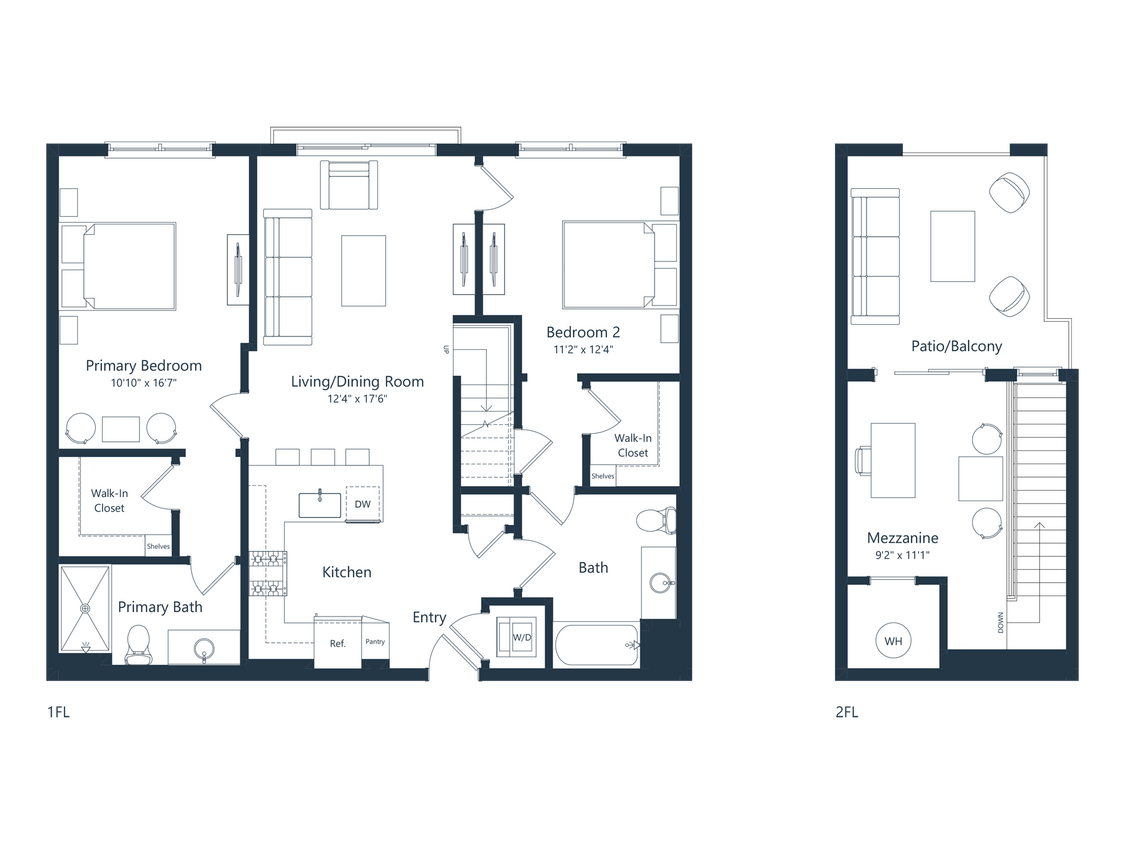 Floor Plan - C2 Loft | 2 Bed | 2 Bath | Loft