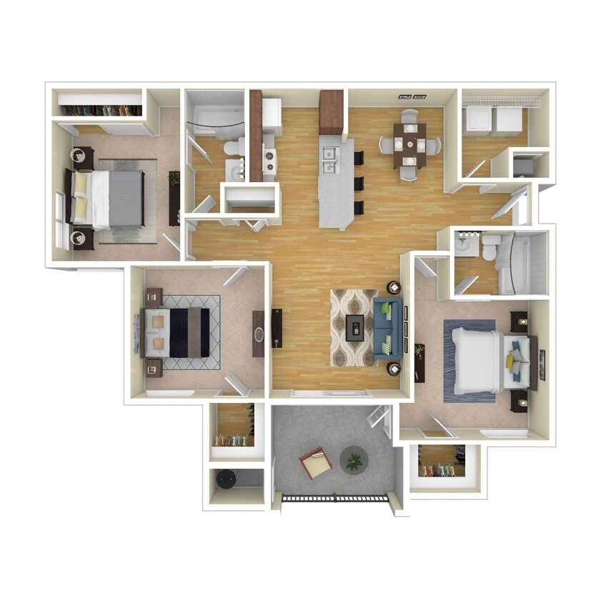Floor Plan - 3 Bed 2 Bath 1360 SqFt (1225 Net) 