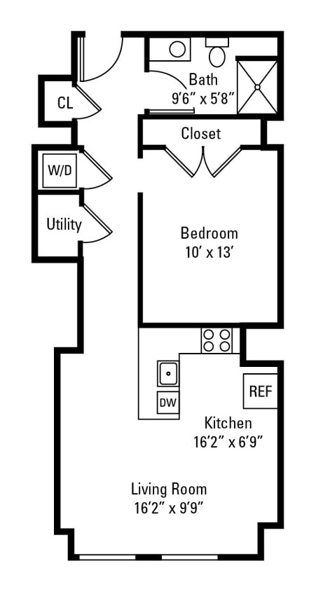 Floor Plan - 1 Bedroom 1 Bath
