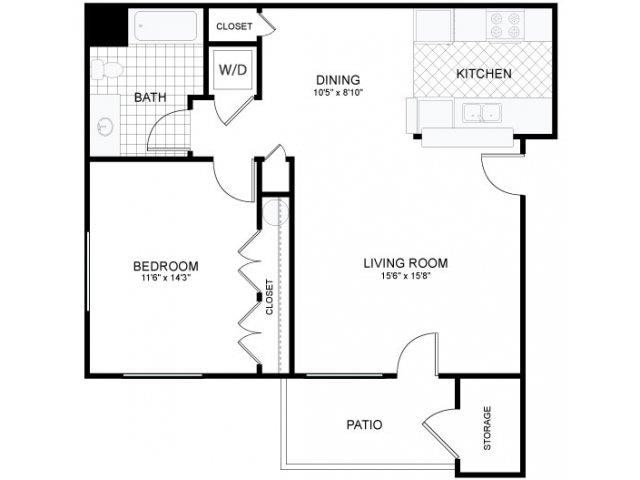 Floor Plan - 1x1 LG
