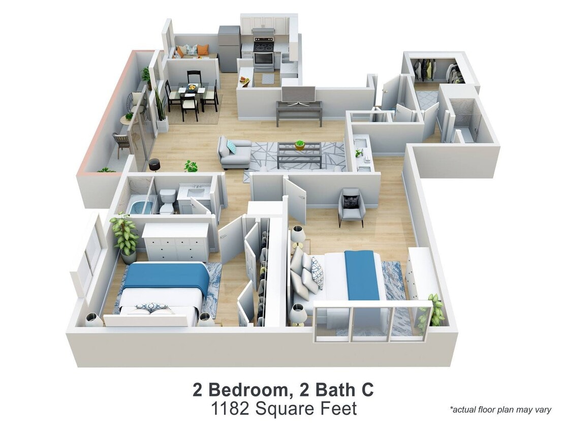 Floor Plan - 2 Bedroom, 2 Bath