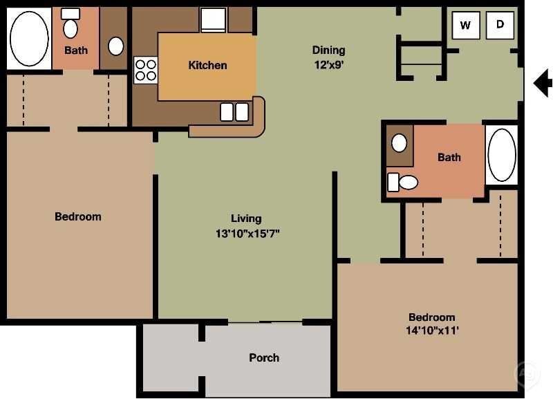 Floor Plan - Two Bedroom Lg