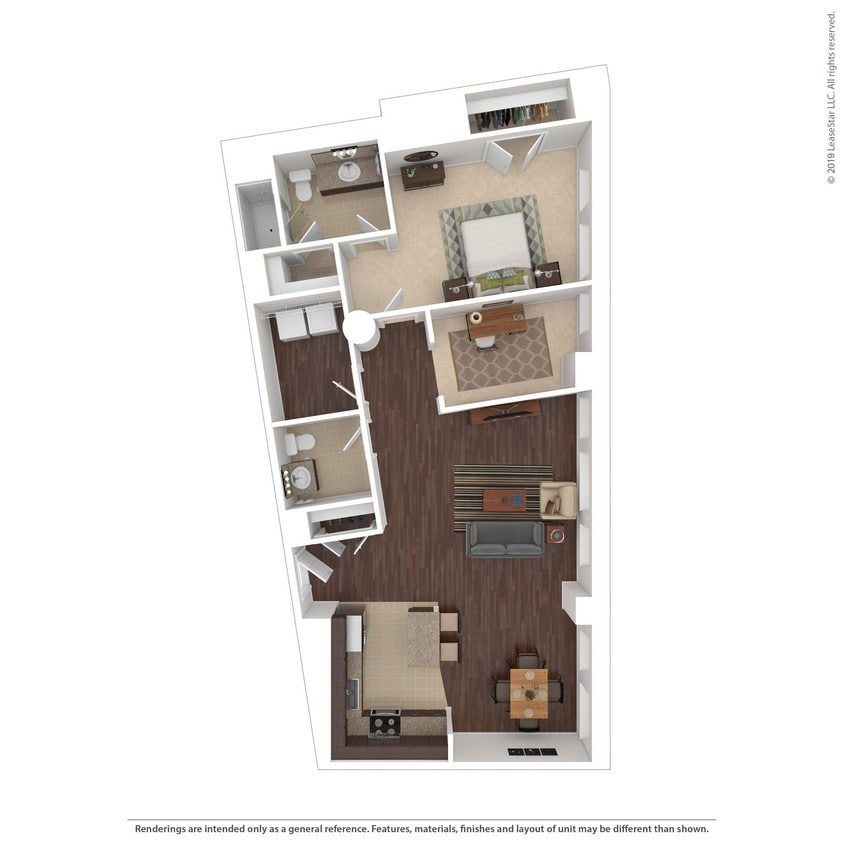 Floor Plan - One Bedroom Den 1.5 Bath