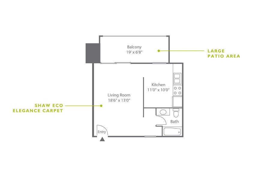 Floor Plan - Studio | 1 Bath