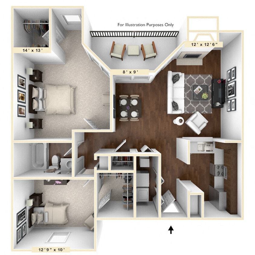 Floor Plan - The Thoroughbred 2 BR 1 BA
