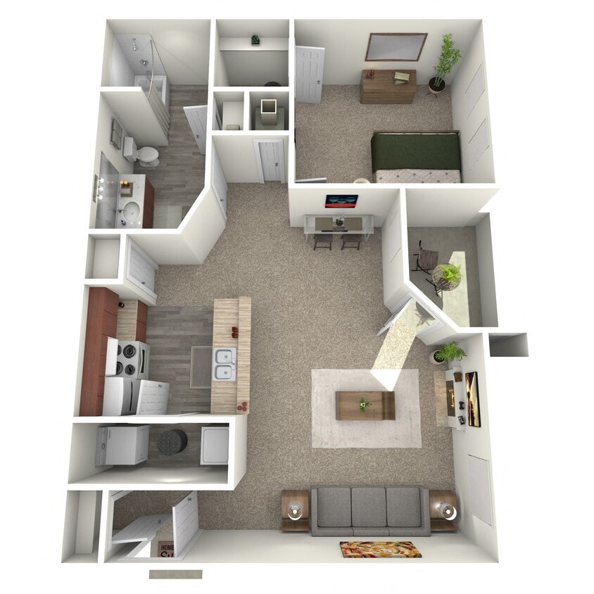 Floor Plan - Central - 1 Bed, 1 Bath
