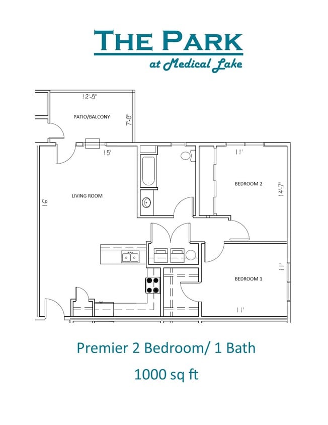 Floor Plan - 2 Bedroom 1 Bathroom Premier