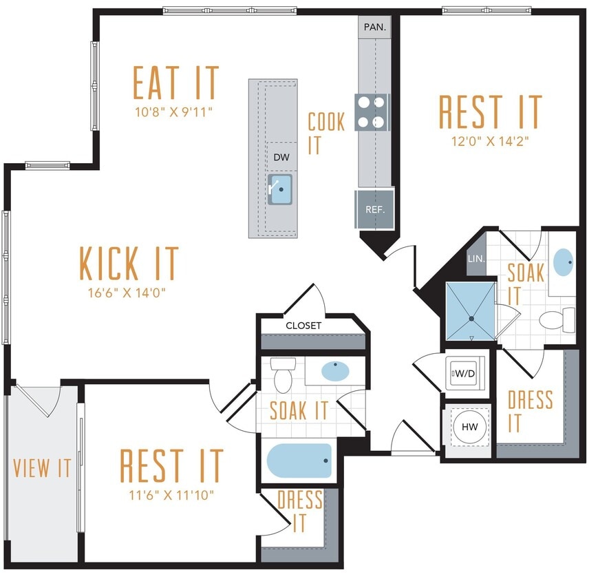 Floor Plan - 2 Bed 2 Bath