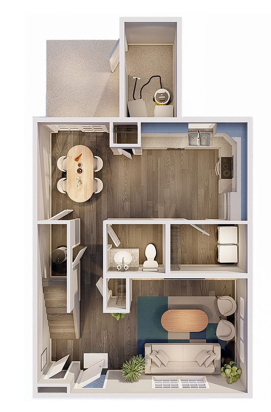 Explore the sleek design of this contemporary apartment, perfect for modern living. - 3 Bedroom Townhome 2.5 Bath Interior