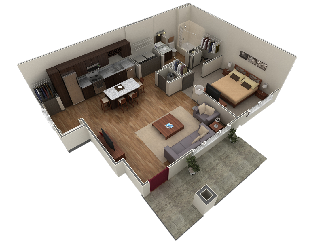 Floor Plan - 1 BR Grand Courtyard