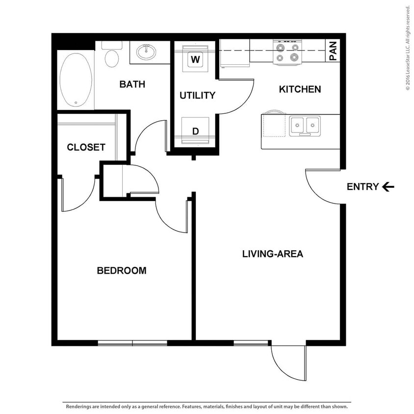 One bedroom apartment with walk-in closets - 2-A1-Aurora