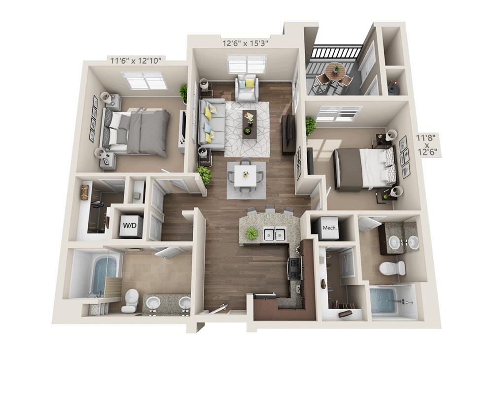 Floor Plan - Two Bedroom B2B