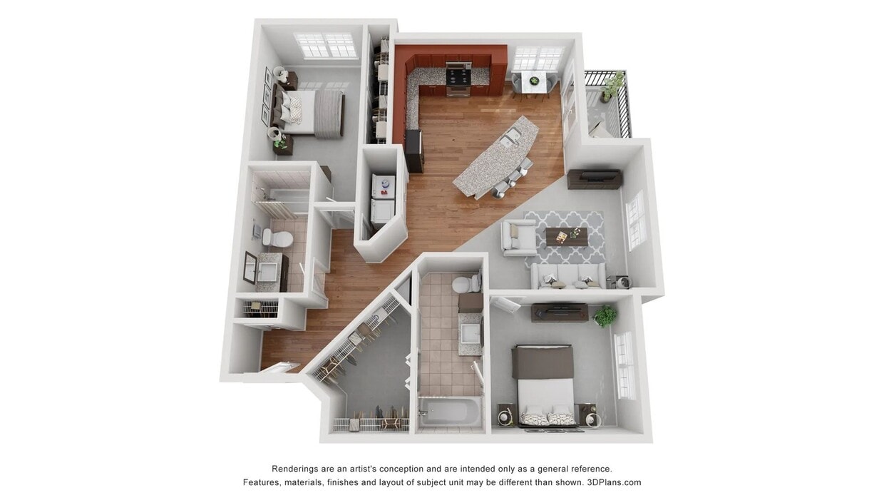 The Oakley floorplan offers two beds, two baths. - The Oakley
