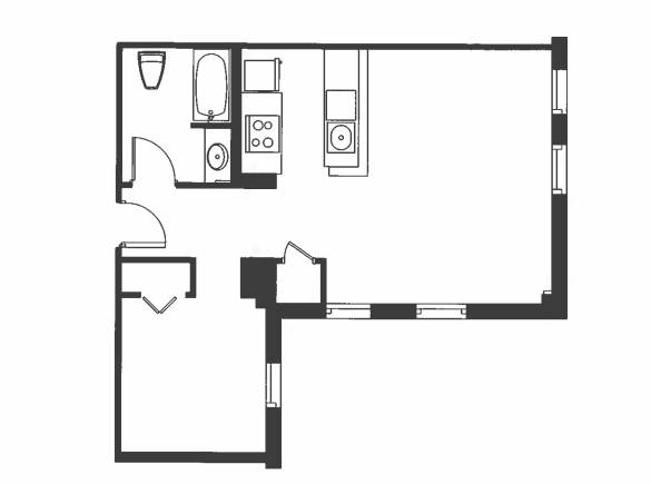 Floor Plan - 1 Bed 1 Bath - A1R