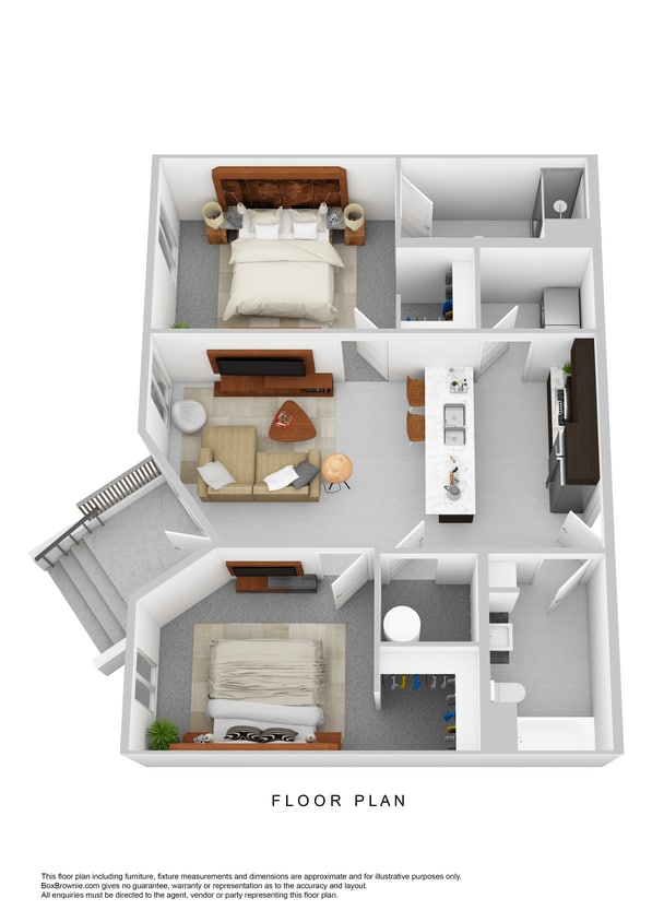 Floor Plan - 2 Bedroom 2 Bathroom Walk Up