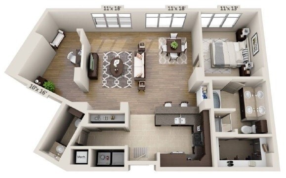 Floor Plan - A1.5D- Renovated