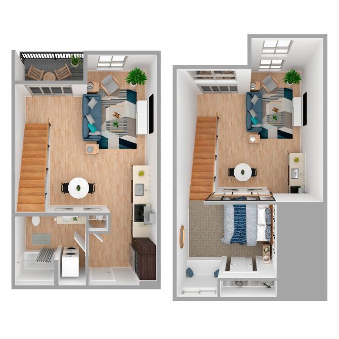Floor Plan - 1 Bed/1 Bath Loft-a90.1