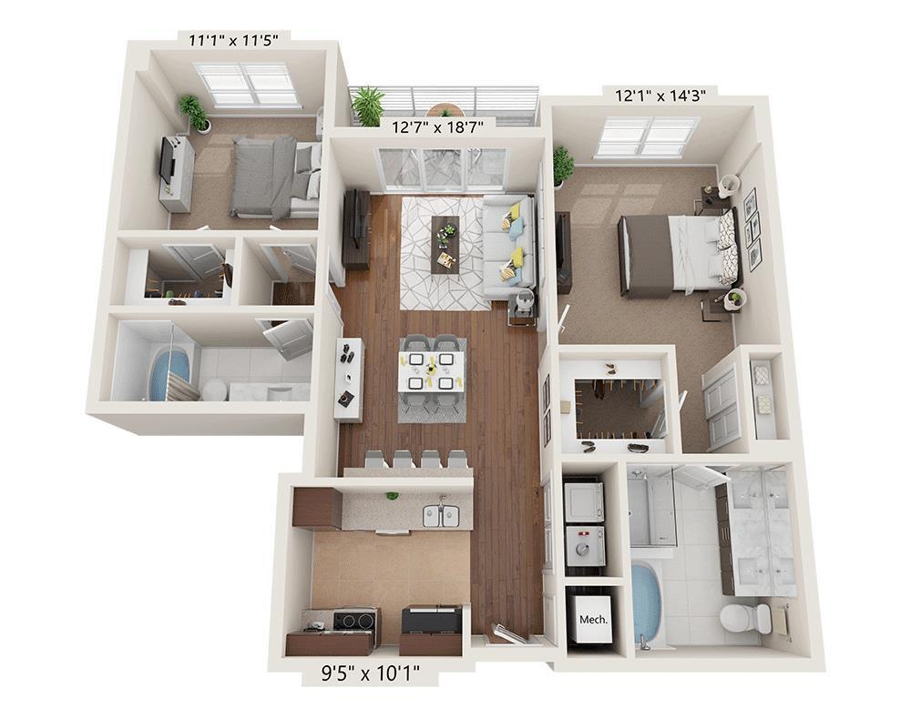 Floor Plan - Two Bedroom B2A