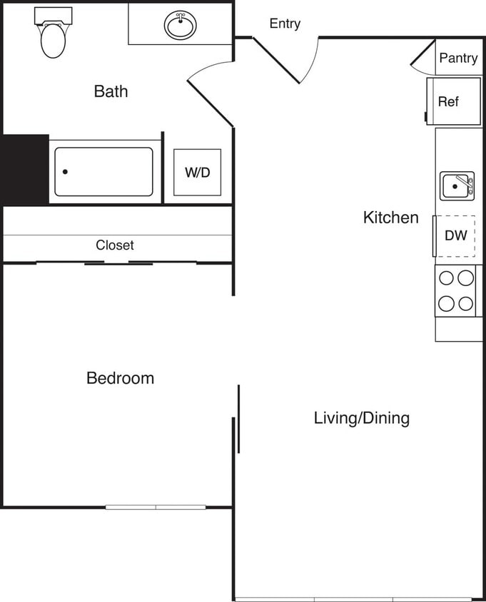 Floor Plan - 1 Bed SW624