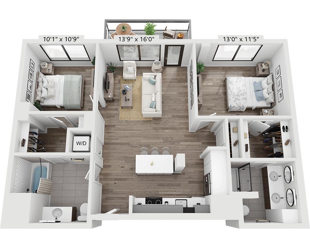 Floor Plan - Two Bedroom B2D