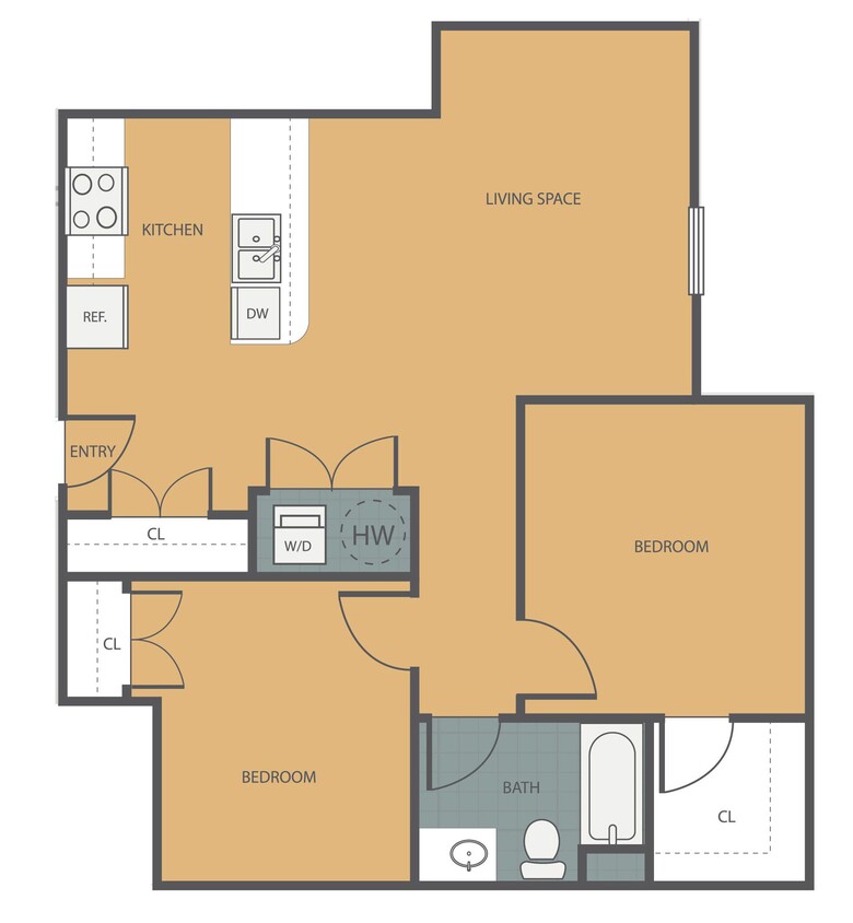 Floor Plan - 2 Bedroom 1 Bath 108