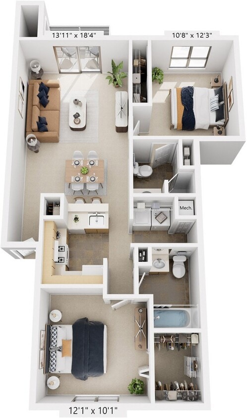 Floor Plan - Two Bedroom, Two Bath