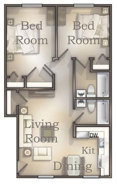 2BR/2BA - 2 bed 2 bath