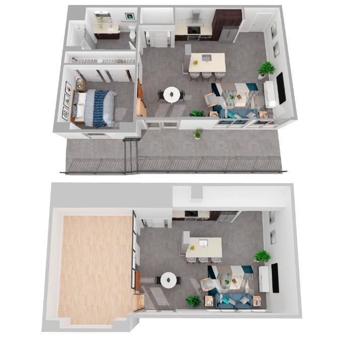 Floor Plan - 1 Bed/1 Bath Live/Work 2 Story-a2.1