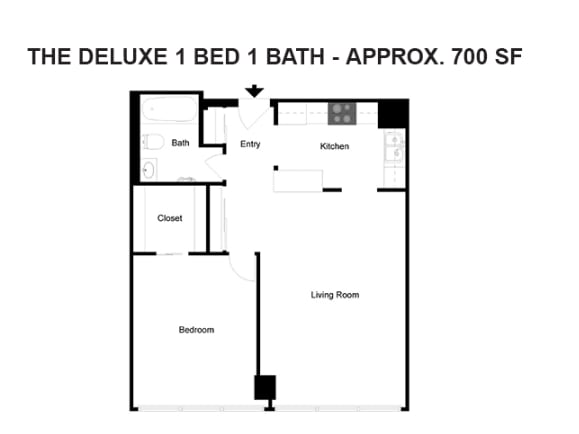 Floor Plan - 1 Bedroom 1 Bath Deluxe & Executive