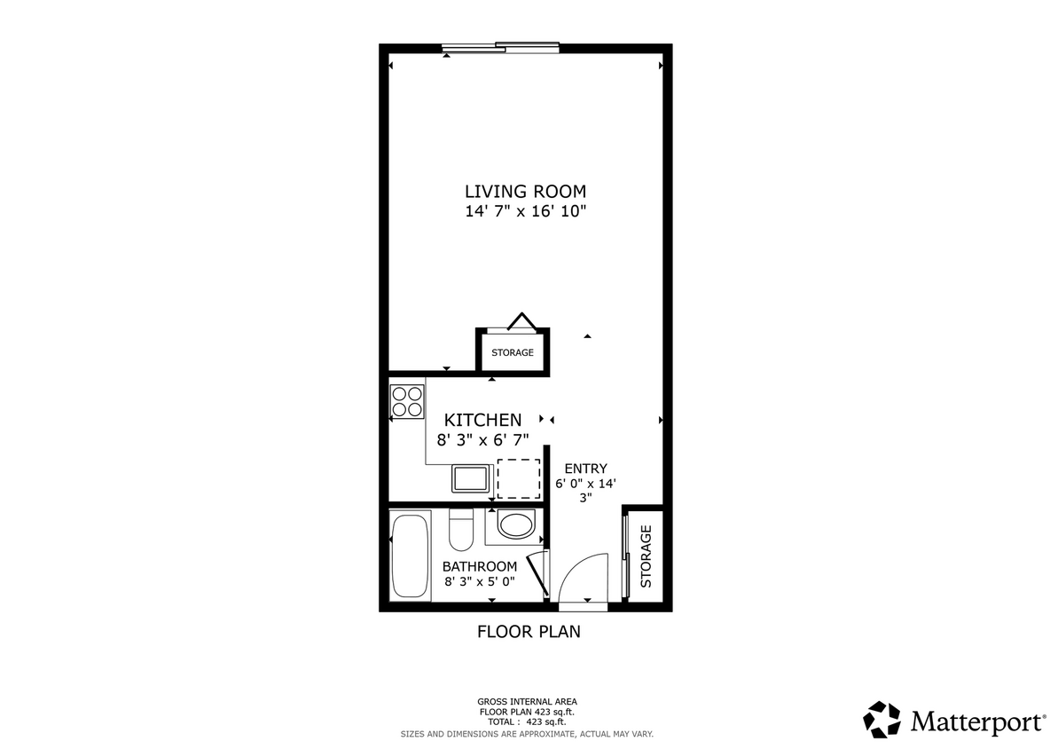 Floor Plan - Studio / 1 Bath