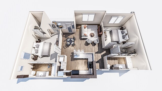 Explore this stylish 2-bedroom apartment floor plan offering modern amenities and spacious living areas. - B2R