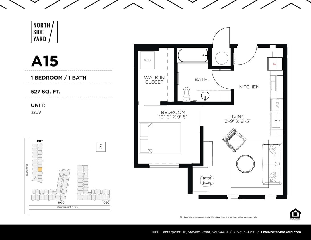 Floor Plan - A15 - 1 Bed / 1 Bath 