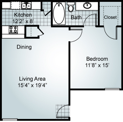 Floor Plan - 1 Bedroom 1 Bath