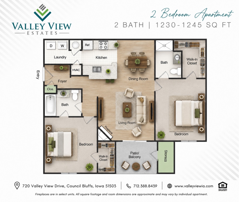 Valley_View_Estates_2BR_1230-1245_SF_Floor_Plan.png - 2BR