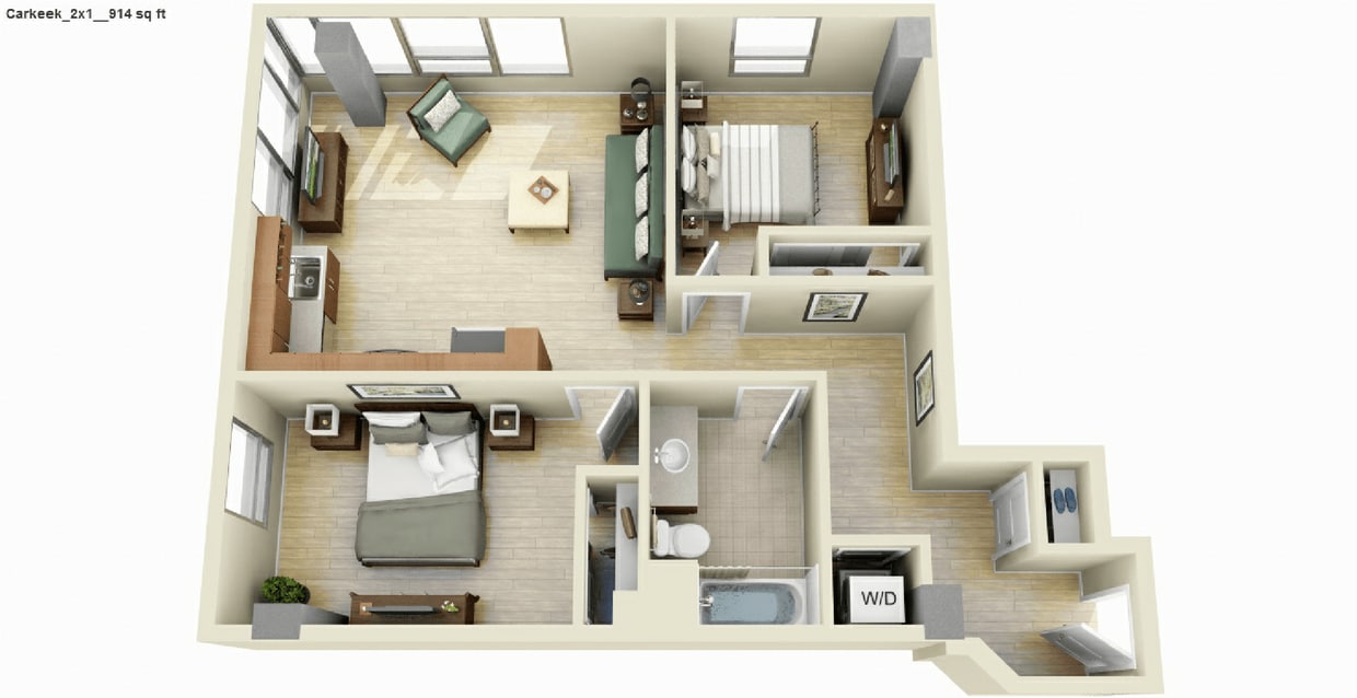 Floor Plan - 2 Bed 1Bath Renovated