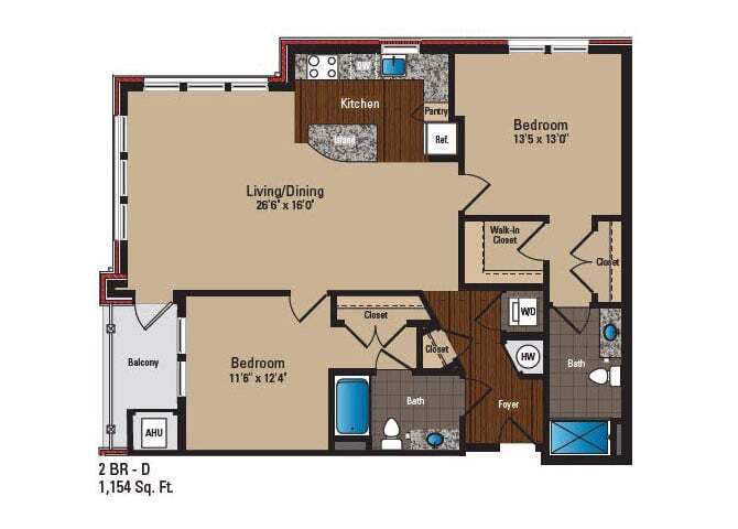 Floor Plan - 2 Bed 2 Bath D